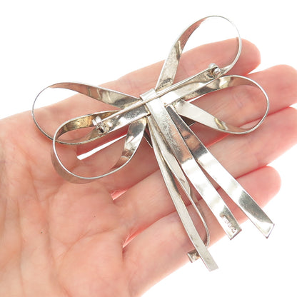 925 Sterling Silver Antique Art Deco Real Citrine Bow Pin Brooch