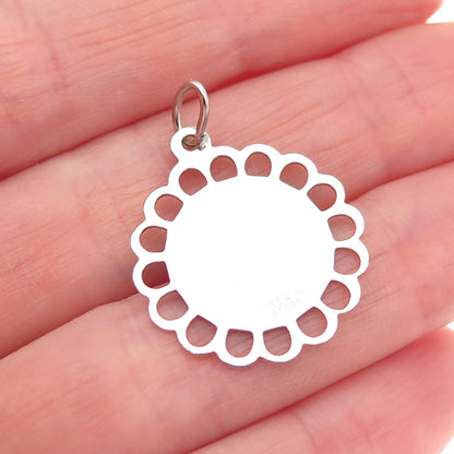 CREA 925 Sterling Silver Vintage Bermuda Palm Tree Floral Charm Pendant