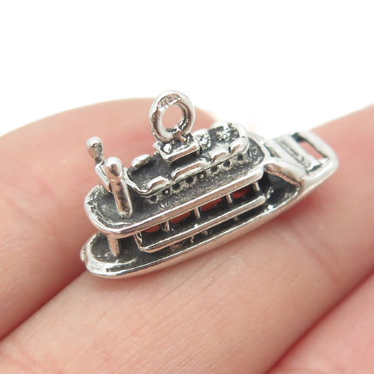 925 Sterling Silver Vintage Cruise Ship Minimalist Charm Pendant