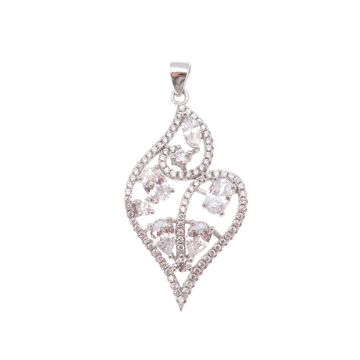 925 Sterling Silver Multi-Cut C Z Charm Pendant