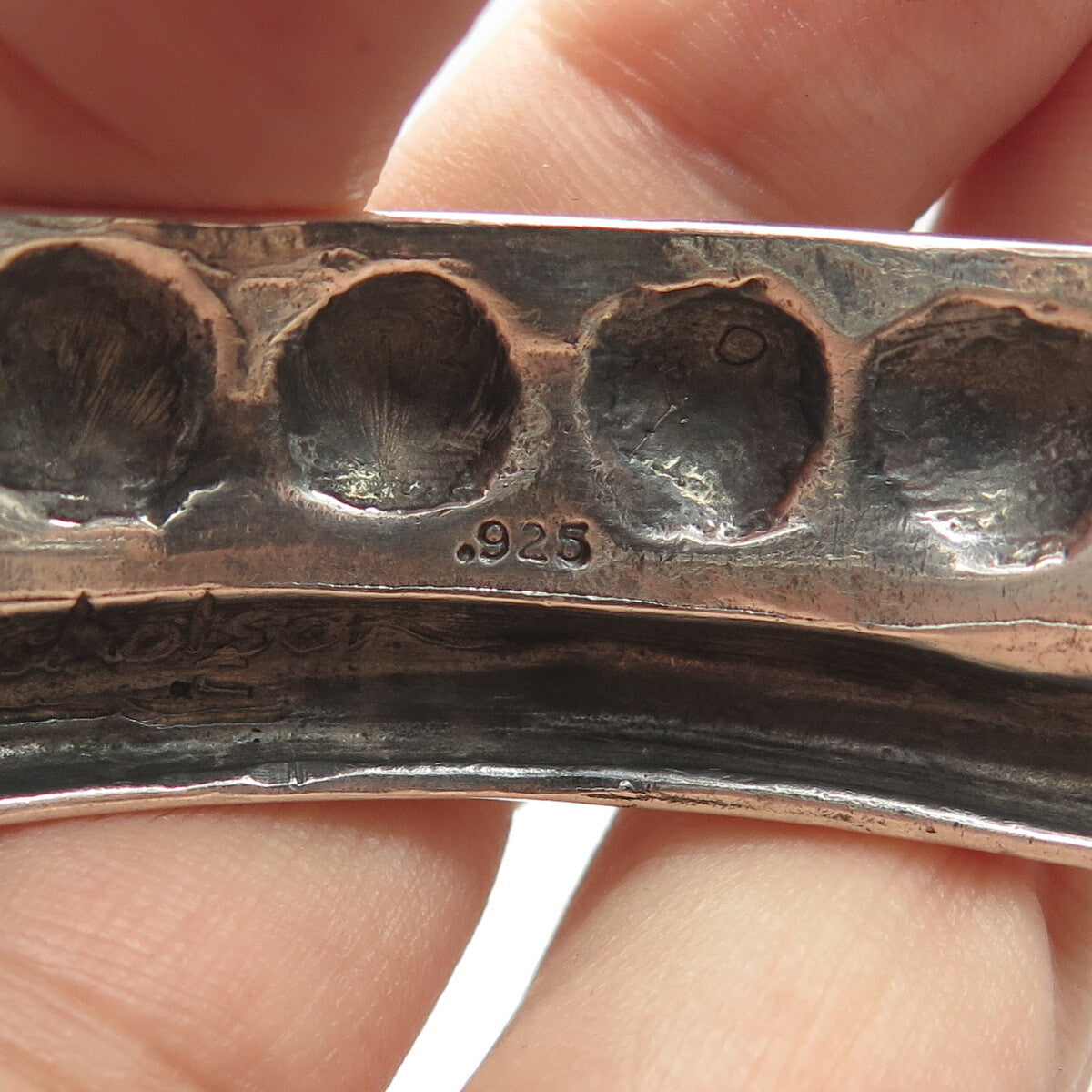 925 Sterling Silver Vintage Modernist Adjustable Cuff Bracelet 6.5"