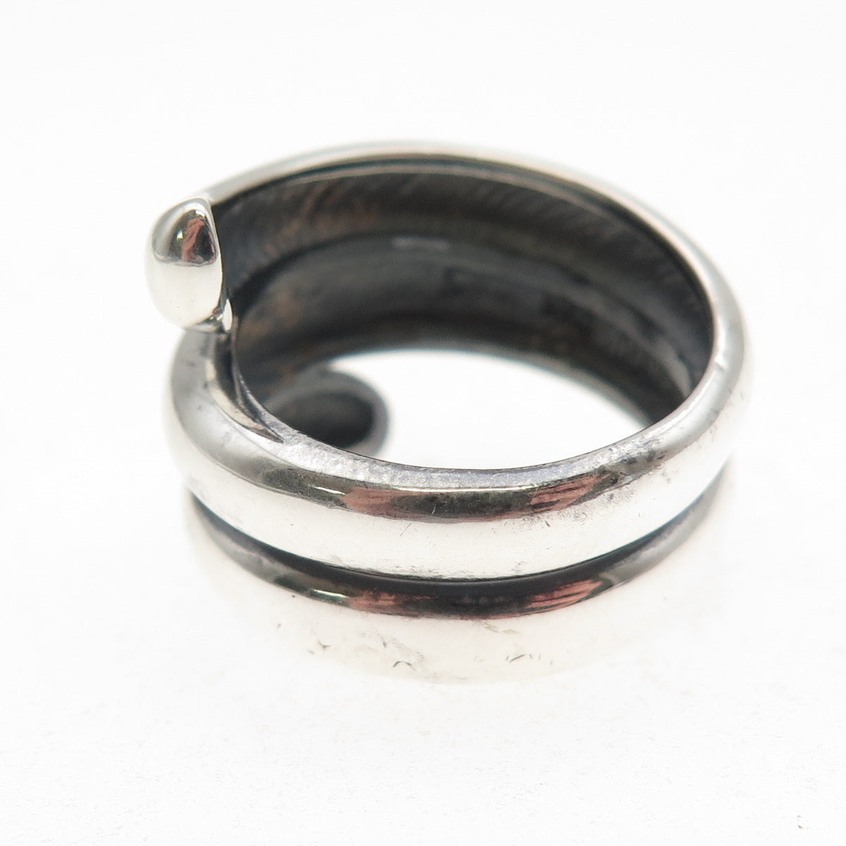 CID Clyde Duneier Sterling Silver Vintage Modernist Wrap Oxidized Ring Size 7.5
