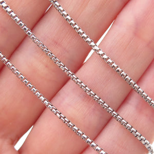 925 Sterling Silver Italy Round Box Chain Necklace 18"