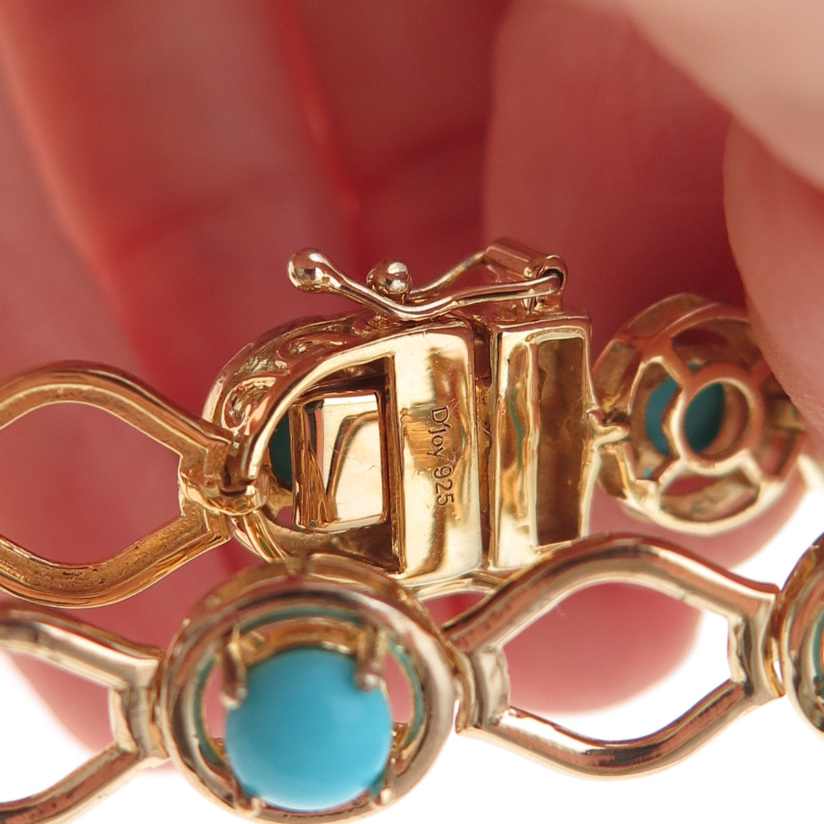 D'Joy Sterling Silver Gold Plated Real Sleeping Beauty Turquoise Bracelet 7.5"