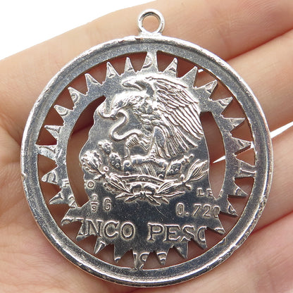 720 Silver Vintage Mexico 5 Pesos Cut-Out Indian Head Coin Pendant