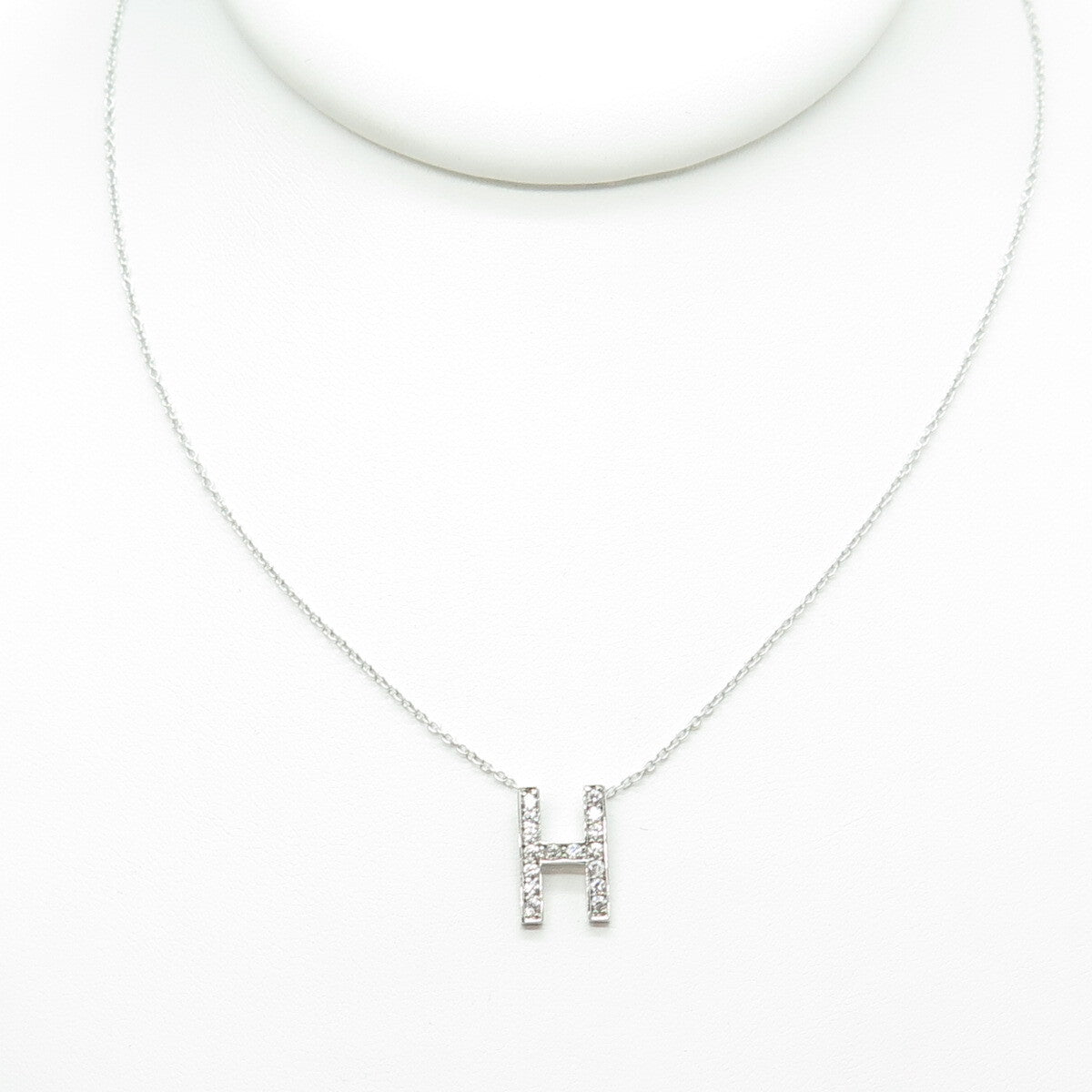 925 Sterling Silver C Z Letter "H" Initial Rolo Chain Necklace 16-18"