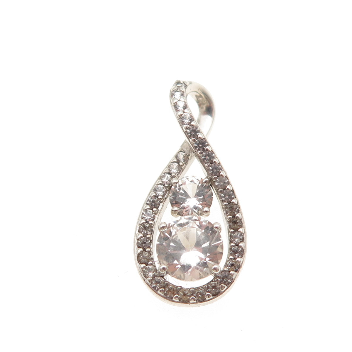 925 Sterling Silver Round-Cut C Z Infinity Mini Slide Charm Pendant