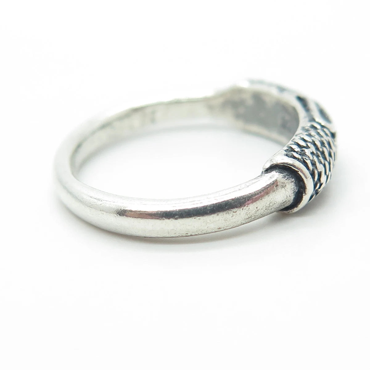 925 Sterling Silver Vintage Rope Modernist Band Ring Size 6