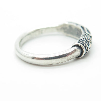 925 Sterling Silver Vintage Rope Modernist Band Ring Size 6