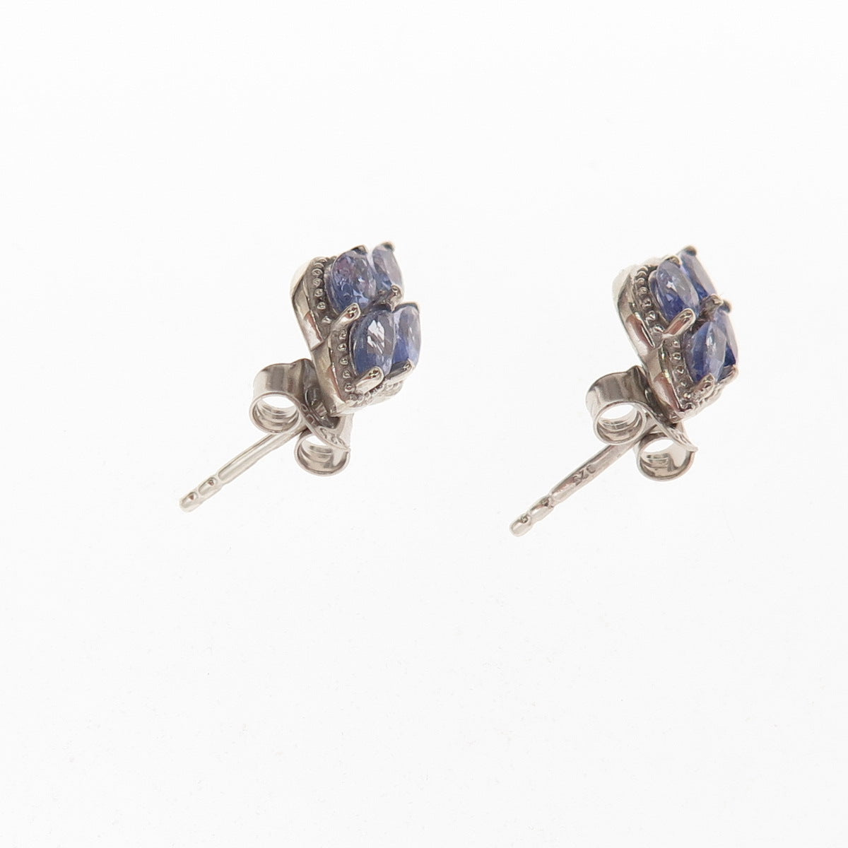 D'Joy 925 Sterling Silver Real Marquise-Cut Tanzanite Stud Earrings