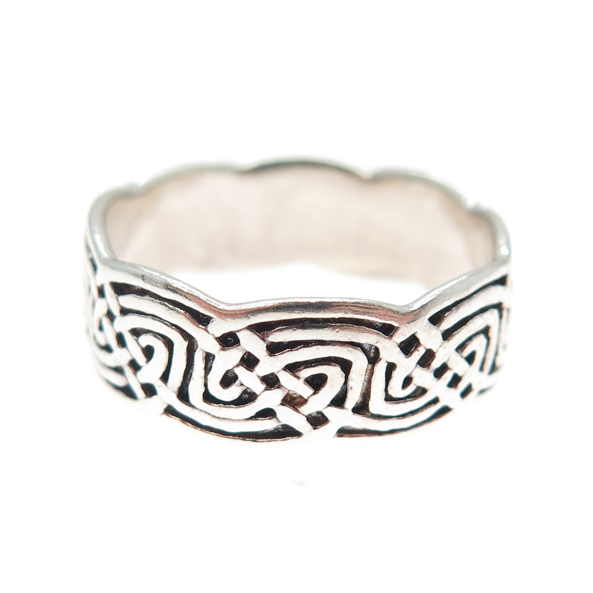 PETER STONE 925 Sterling Silver Vintage Celtic Knot Oxidized Band Ring Size 10.5