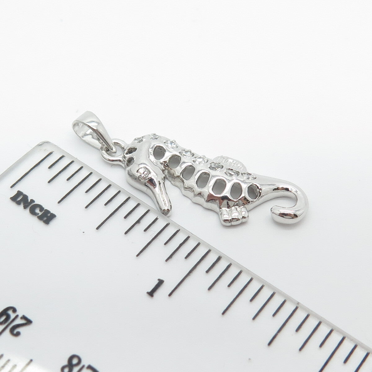 925 Sterling Silver C Z Seahorse Pendant