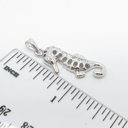 925 Sterling Silver C Z Seahorse Pendant