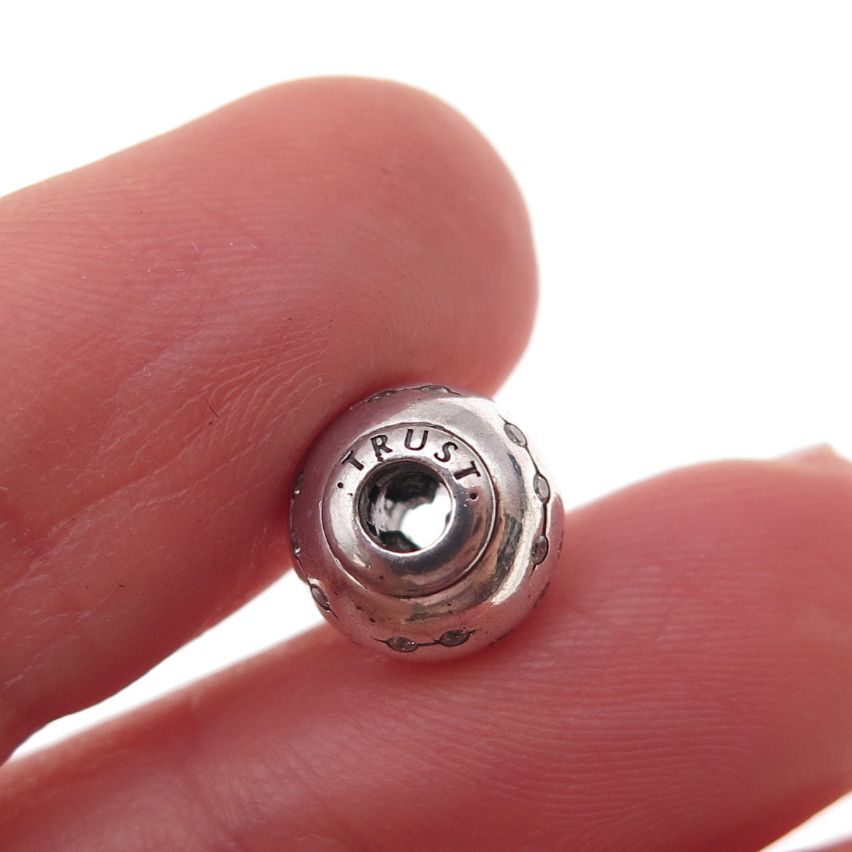 Pandora 925 Sterling Silver C Z Essence Trust Slide Bead Charm