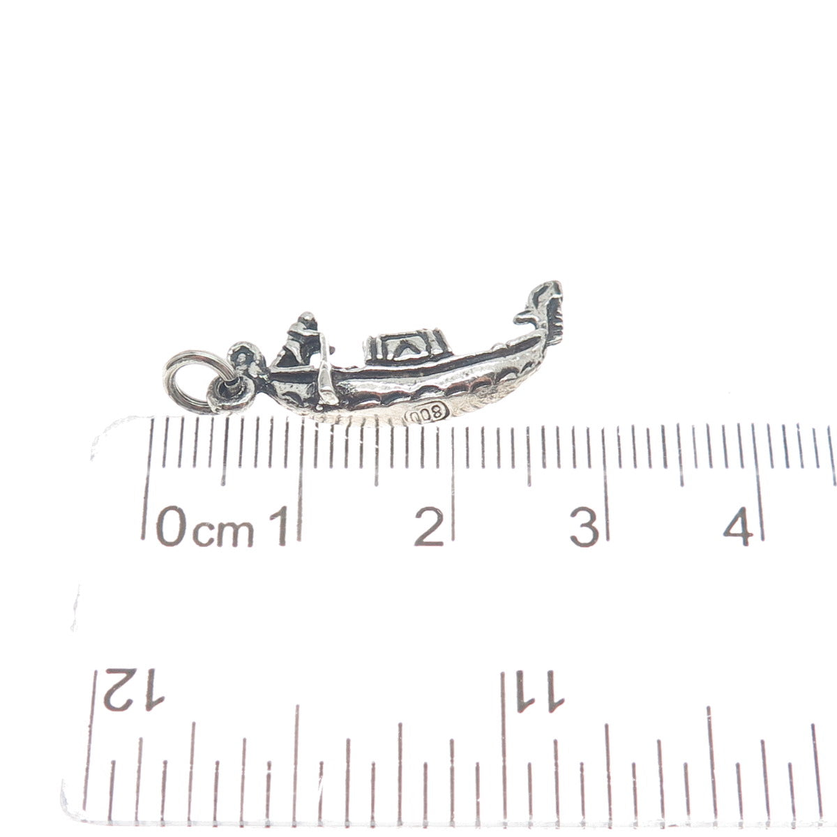 800 Silver Vintage Gondola Boat Minimalist Oxidized Charm Pendant