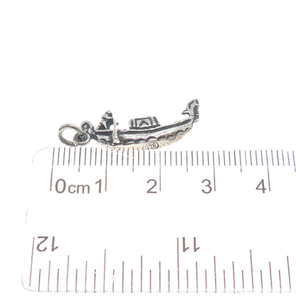800 Silver Vintage Gondola Boat Minimalist Oxidized Charm Pendant