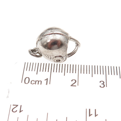 Danecraft 925 Sterling Silver Vintage Football Helmet Oxidized 3D Charm Pendant