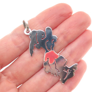 925 Sterling Silver Vintage Italy Enamel Asterix Charm Pendant