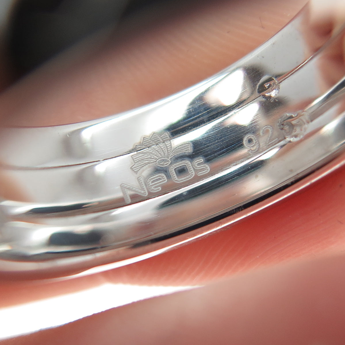 NEOS 925 Sterling Silver Textured Sewing Stitches Band Ring Size 8.75