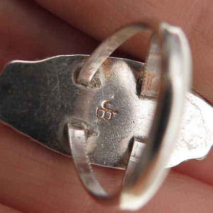 Jennifer Begay Navajo Old Pawn Sterling 2-Tone Turquoise & MOP Ring Size 5.25