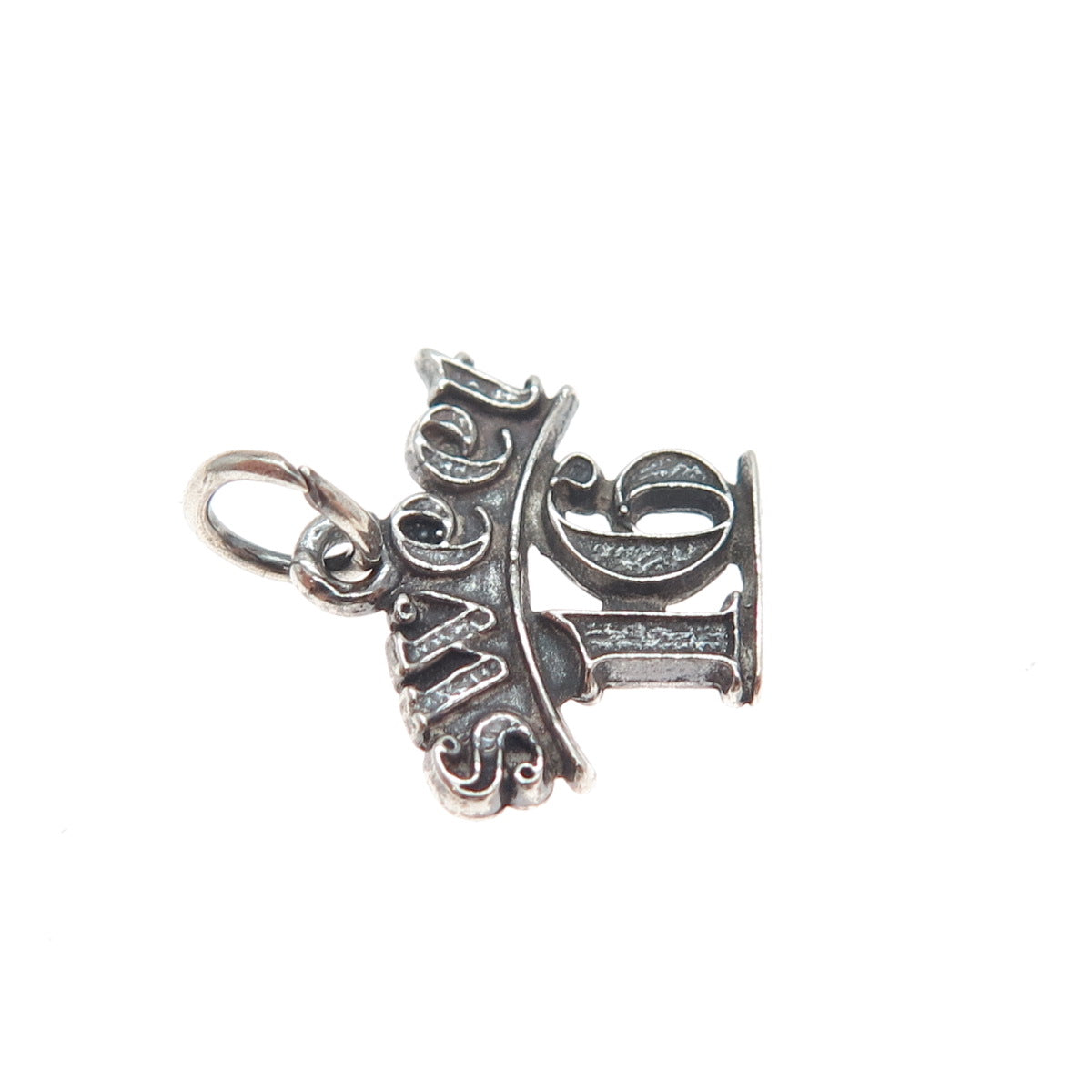 SUNWEST 925 Sterling Silver Vintage Sweet 16 Oxidized Minimalist Charm Pendant