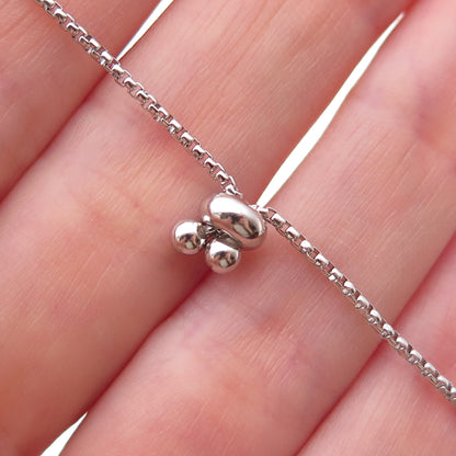 925 Sterling Lab-Created Sapphire Round Box Link Adjustable Bracelet 7-9.75"