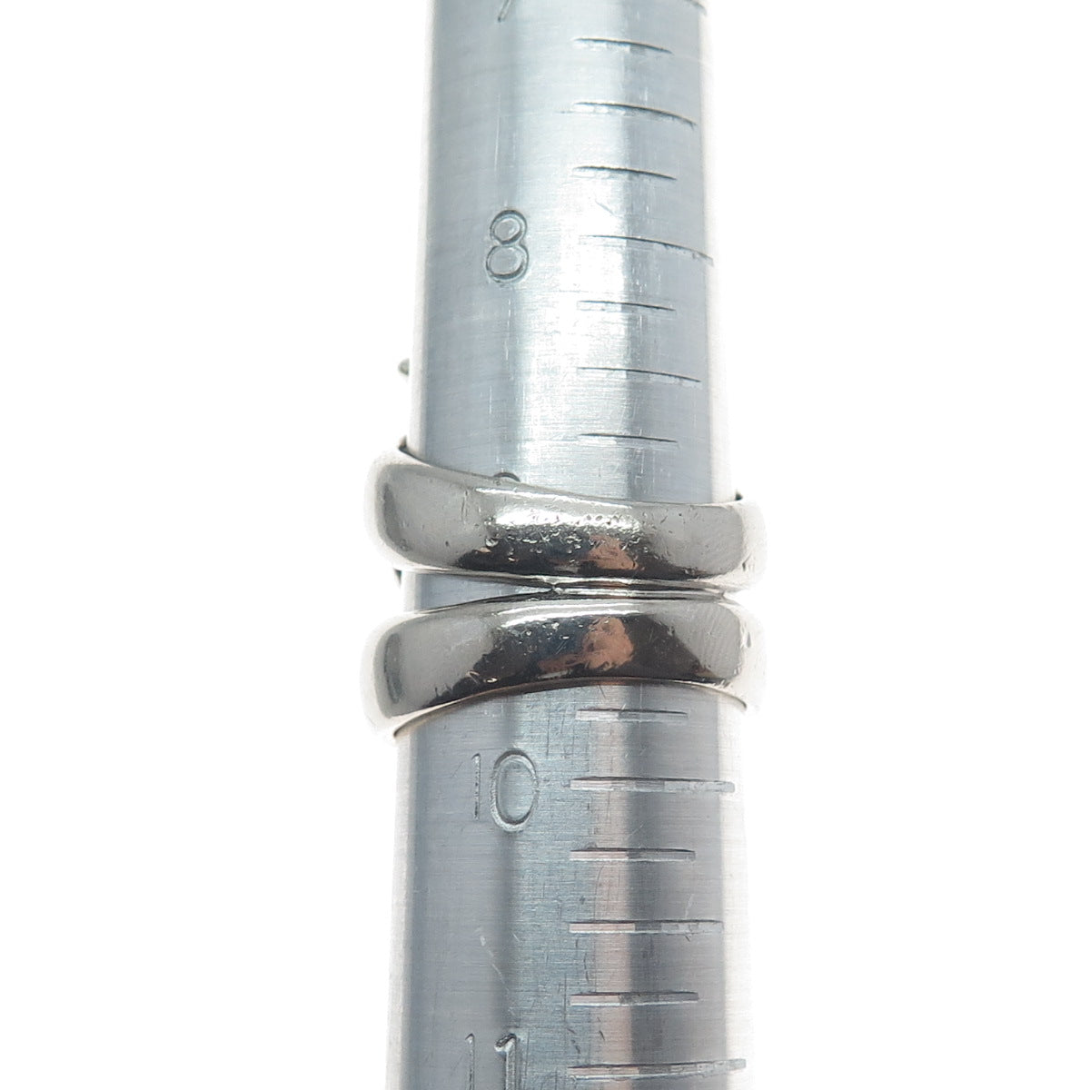 925 Sterling Silver Vintage Modernist Overlap Oxidized Ring Size 9.75