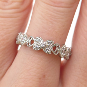 ROSS SIMONS 925 Sterling Silver Round-Cut C Z Heart Butterfly Band Ring Size 7