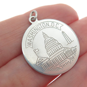 ROSECRAFT 925 Sterling Silver Vintage "Washington DC" US Capitol Charm Pendant