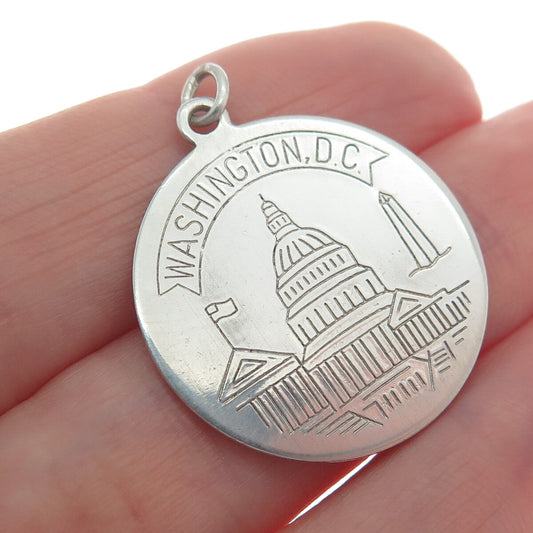 ROSECRAFT 925 Sterling Silver Vintage "Washington DC" US Capitol Charm Pendant