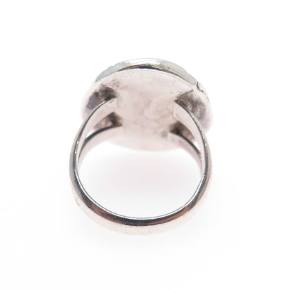 Old Pawn Sterling Silver Vintage Southwestern Turquoise Tribal Ring Size 3.75