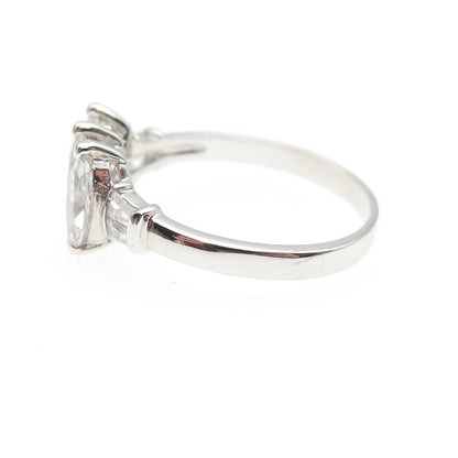 925 Sterling Marquise & Tapered Baguette-Cut C Z Engagement Ring Size 9.25