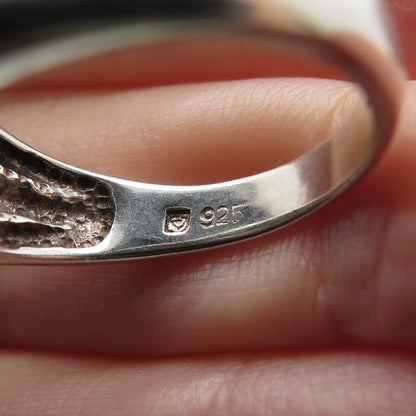 MICHELLE ALBALA 925 Sterling Silver Vintage Real Black Onyx & MOP Ring Size 9.25