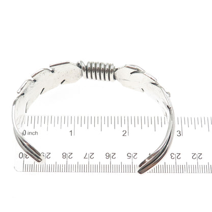 MIKE THOMAS JR NAVAJO Old Pawn Sterling Silver Feather Adjustable Bracelet 6.75"