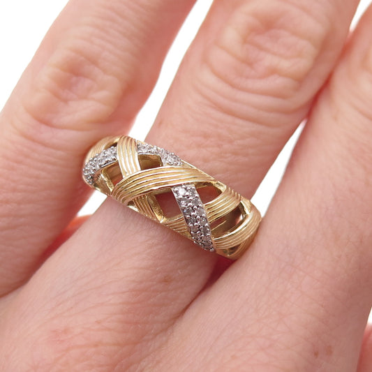 Stephen Dweck 925 Sterling Silver Gold Plated Real Diamond Ring Size 6