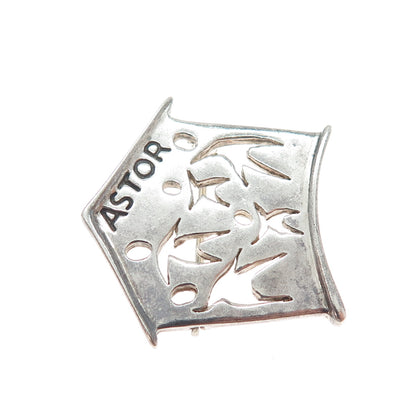 925 Sterling Silver Vintage Astor Family Pin Brooch