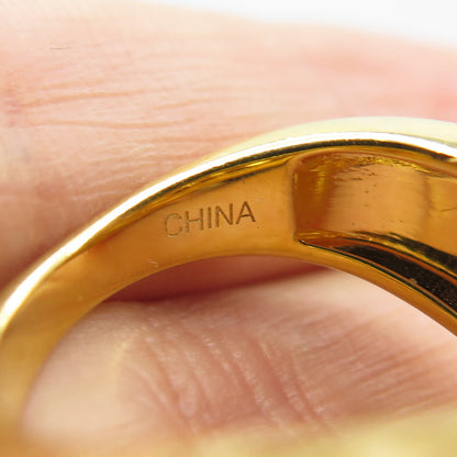 925 Sterling Silver Gold Plated Multi-Color C Z Wavy Ring Size 7.25