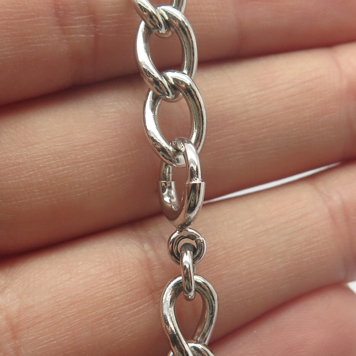 925 Sterling Silver Vintage Cable Link Bracelet 7"