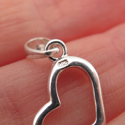 925 Sterling Silver Vintage Open Heart Mini Charm Pendant