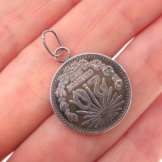 720 Silver Antique 1937 Mexico 20 Centavos Coin Charm Pendant
