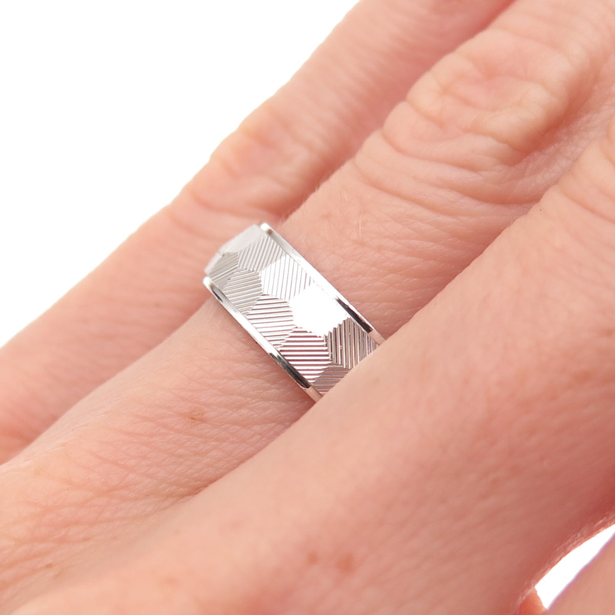 925 Sterling Silver Honeycomb Band Ring Size 6.25