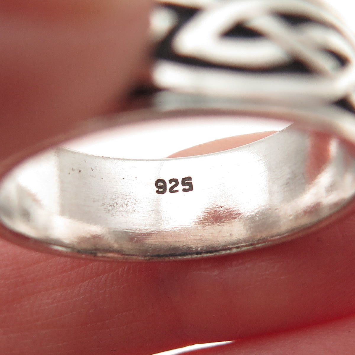 925 Sterling Silver Vintage Celtic Knot Oxidized Band Ring Size 12.25