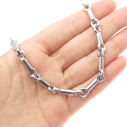 925 Sterling Silver Vintage Modernist Bar Chain Necklace 16"