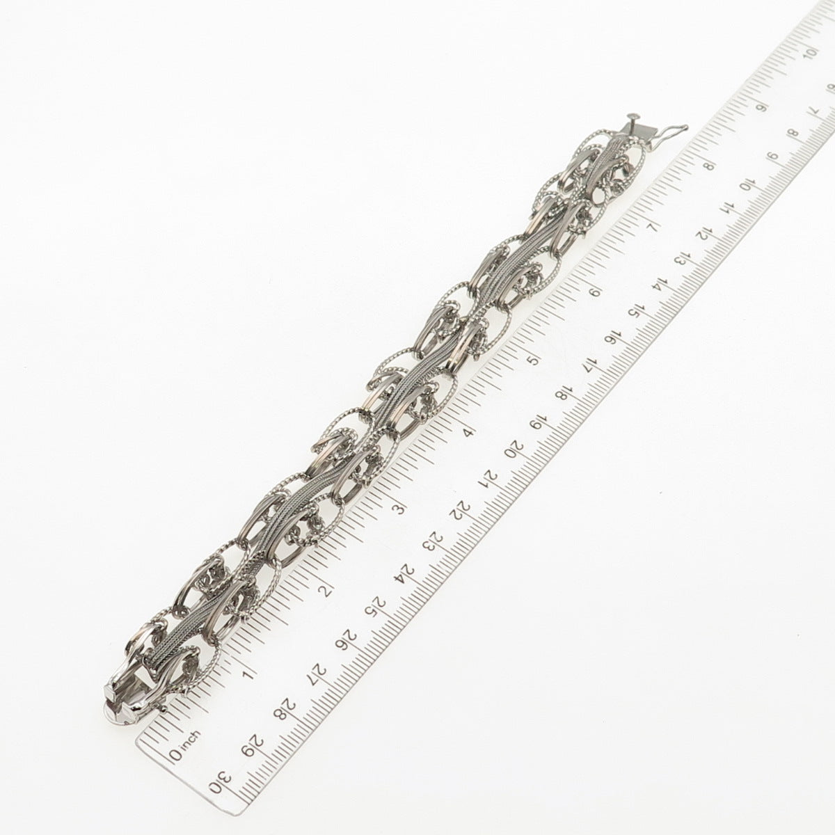 925 Sterling Silver Vintage Modernist Multi-Link Bracelet 6.25"