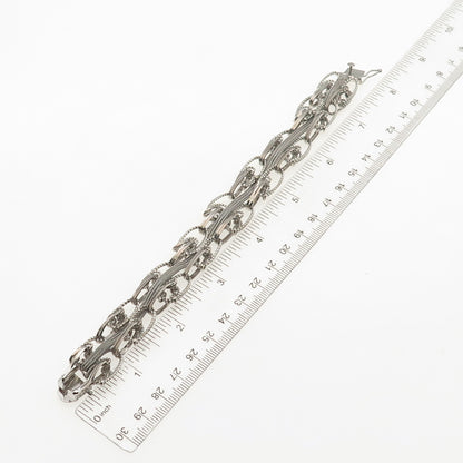 925 Sterling Silver Vintage Modernist Multi-Link Bracelet 6.25"