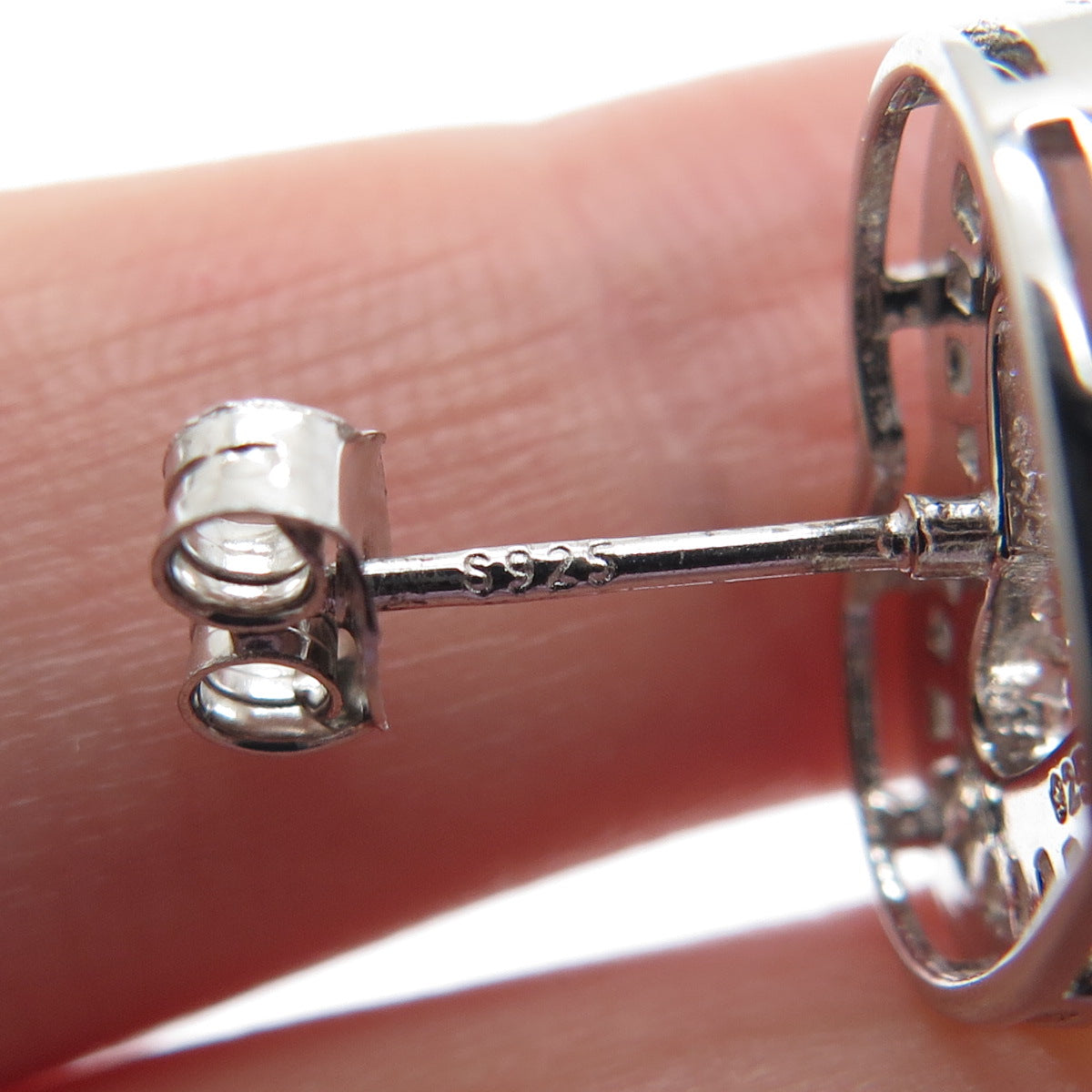 925 Sterling Silver Round & Tapered Baguette-Cut C Z Heart Stud Earrings