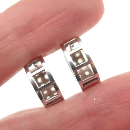 925 Sterling Silver Round-Cut C Z Hoop Earrings