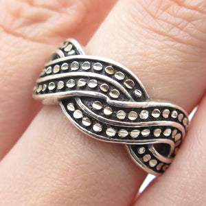 SILVER CLOUD Sterling Vintage Diamond-Cut Twisted Wavy Oxidized Ring Size 9.25