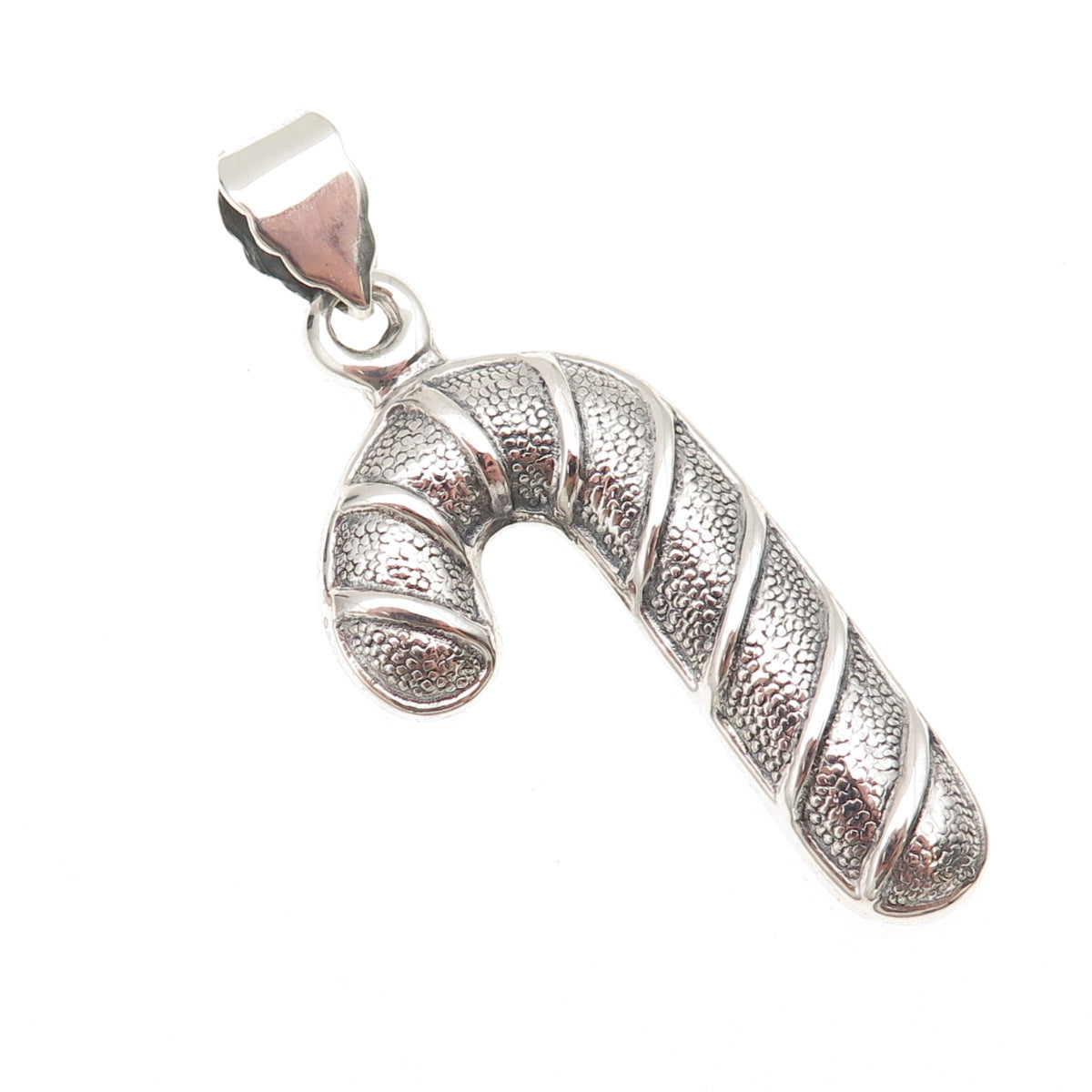 925 Sterling Silver Vintage Christmas Candy Cane Oxidized Charm Pendant