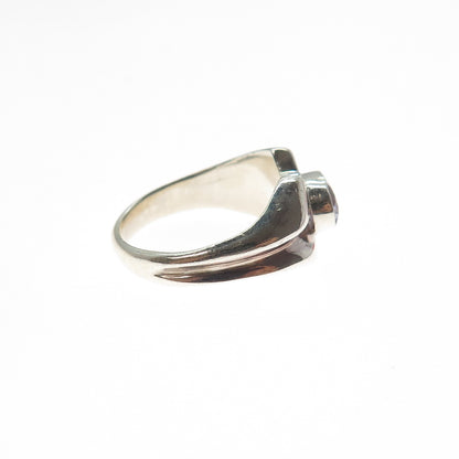 925 Sterling Silver Vintage Real Amethyst Modernist Ring Size 6.5